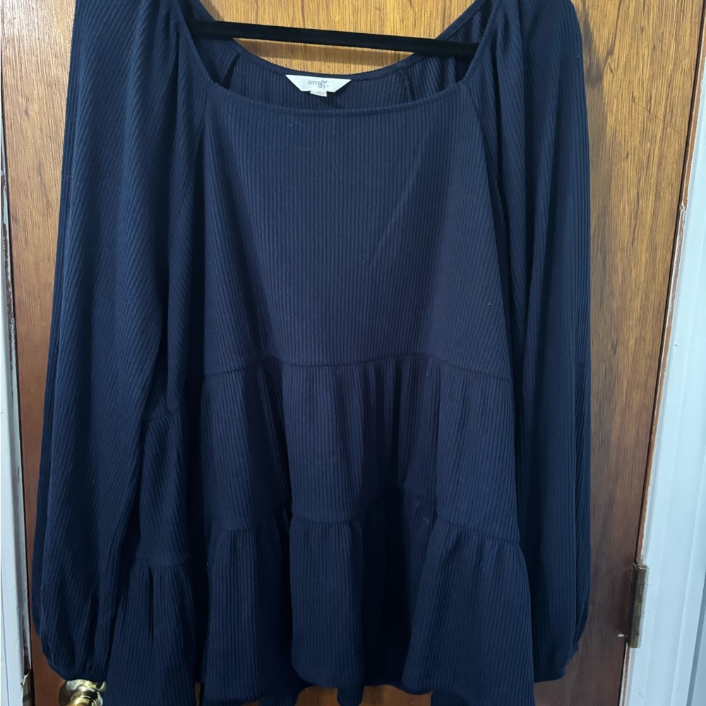 2X Terra & Sky Dark Blue Knit Top
